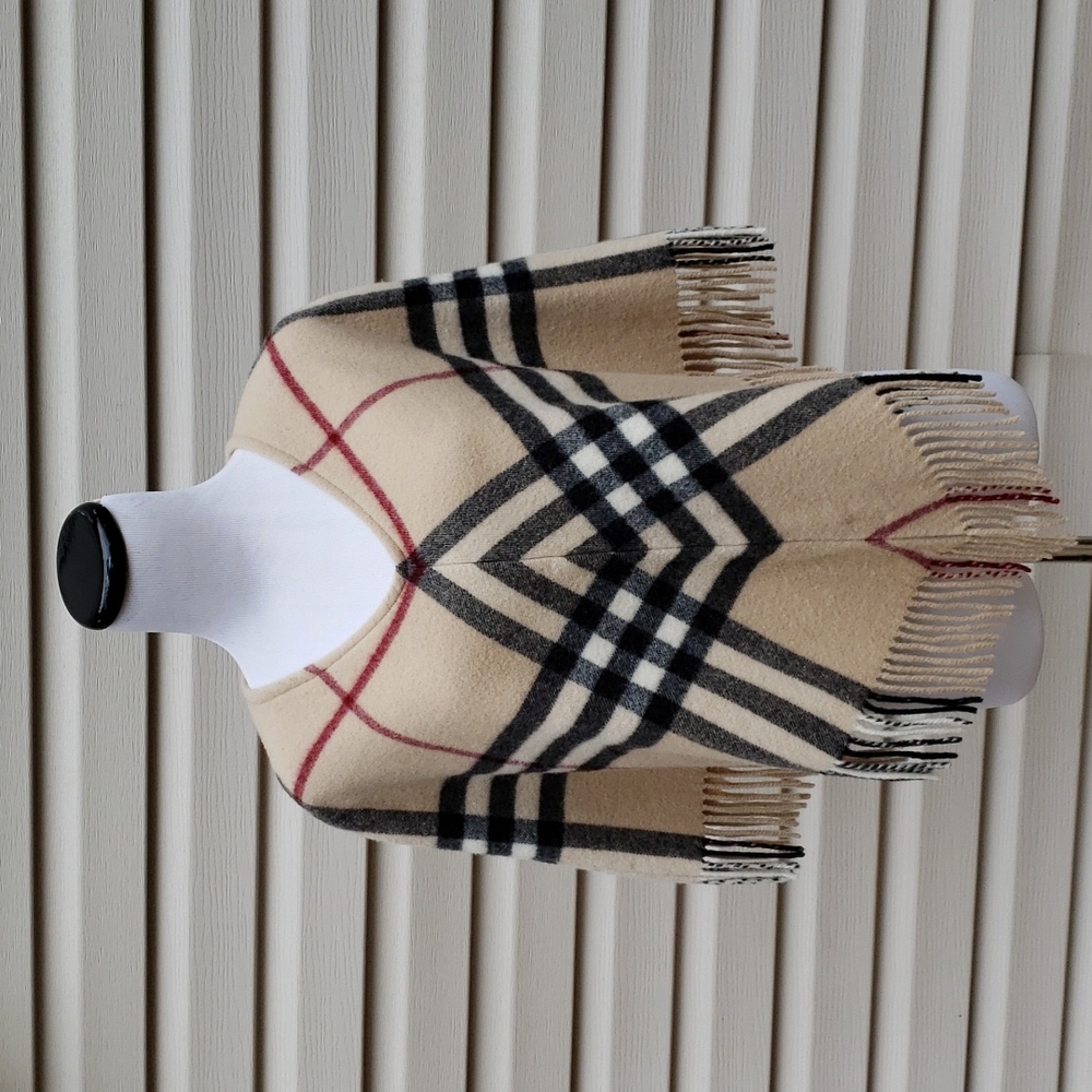 BURBERRY NOVA CHECK PLAID 100% LAMBSWOOL PONCHO CAPE